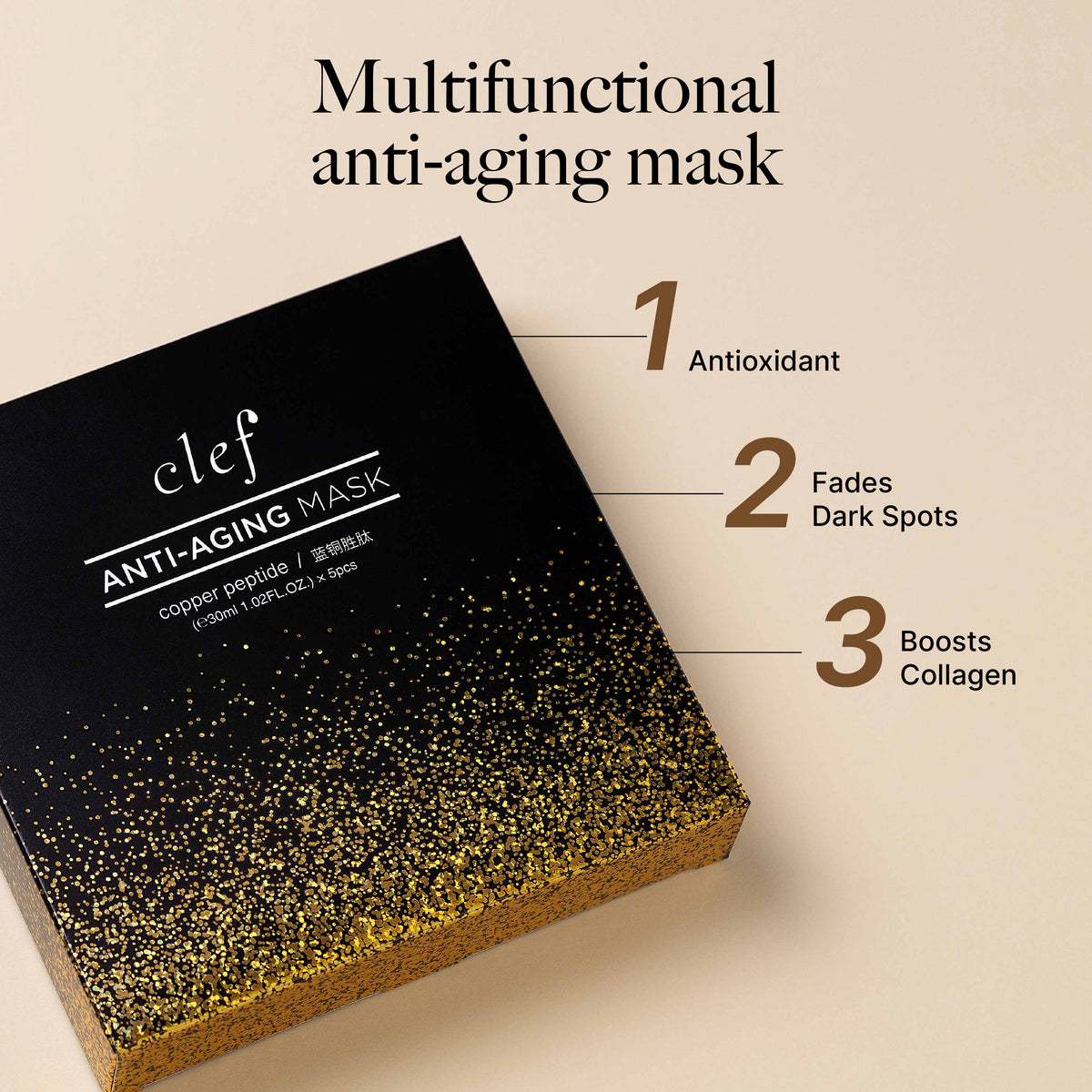 CLEF Copper Peptide Anti-Aging Sheet Mask (5pcs), key benefits