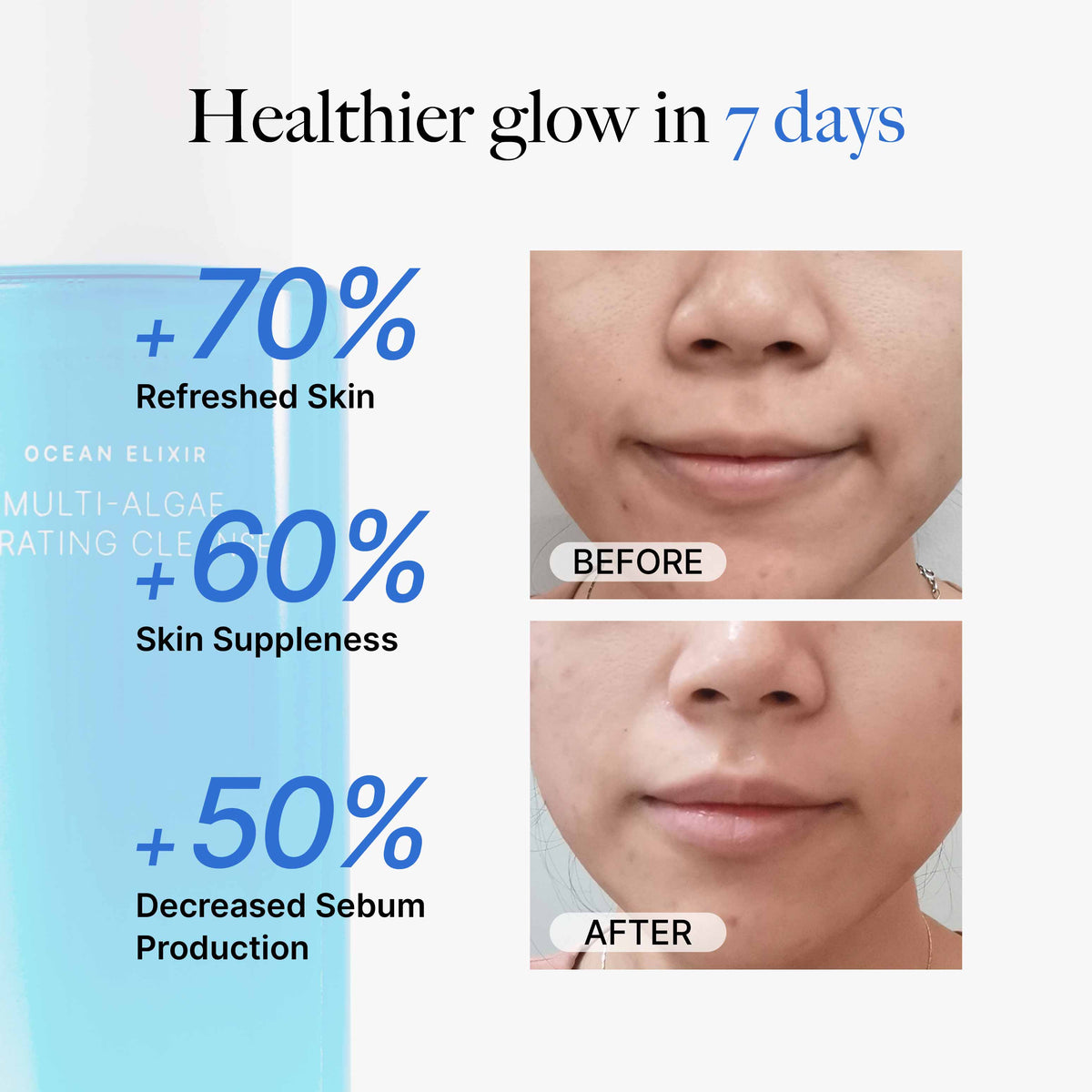 CLEF Ocean Elixir Hydrating Cleanser, visible results